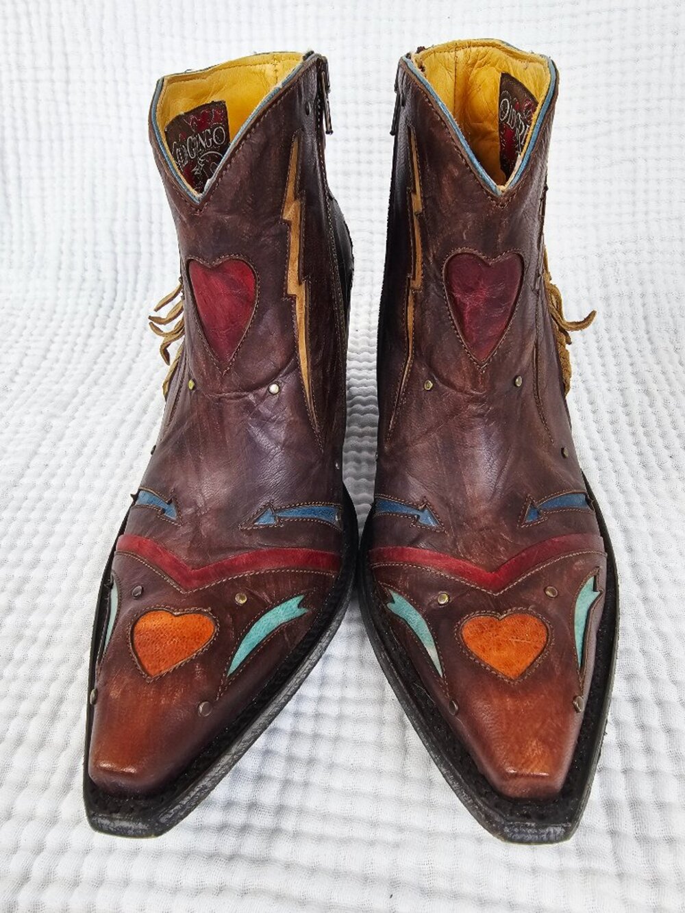 ✨Like New✨Old Gringo Cold Heart Short Boot | Oxblood | Fringe & Inlay | Sz 8 - Picture 3 of 12